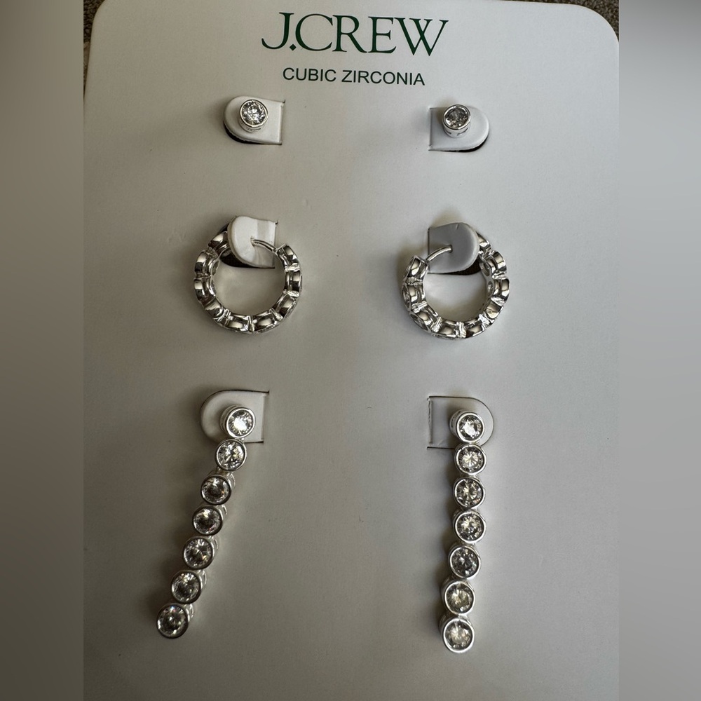 J.Crew Dainty cubic zirconia earrings set of three